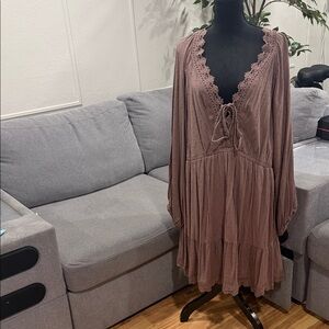 torrid Mauve Lace-Trim Tiered Midi Dress 3x (22-24) size